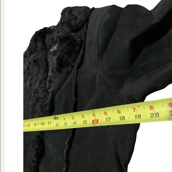 Giacca Black Vintage Suede Fur Coat Size Medium - Picture 2 of 8